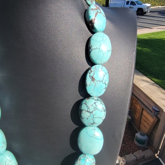 Chunky 1390 Cts Tibetan Turquoise Large Beaded Gemstone Necklace Unisex … - Picture 7 of 9